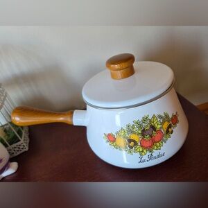 vintage enameled fondue